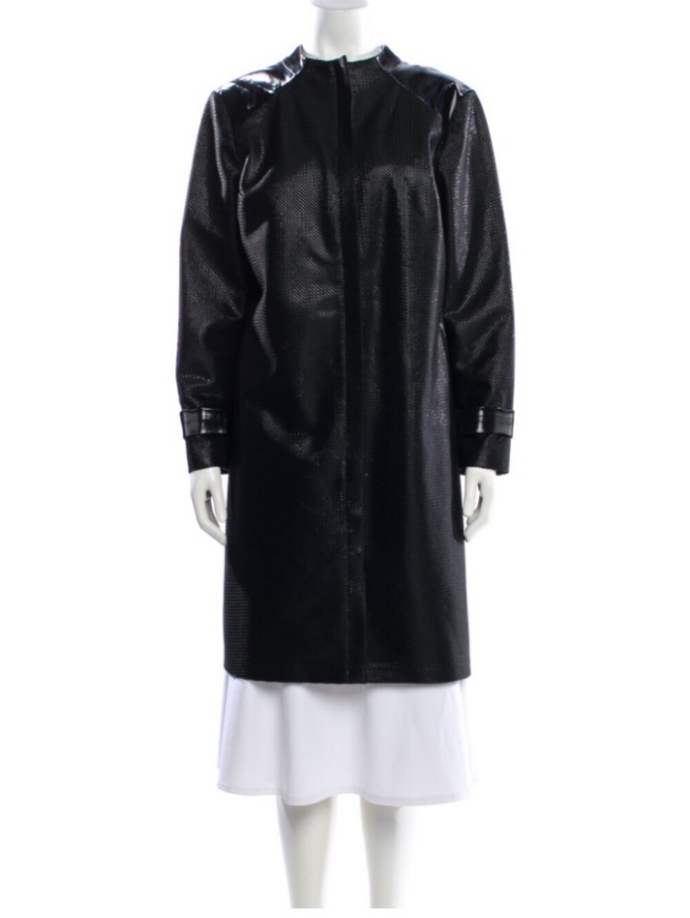 Mi Jong Lee Black Women's Long Coat with Cape Detail - Picture 2 of 3